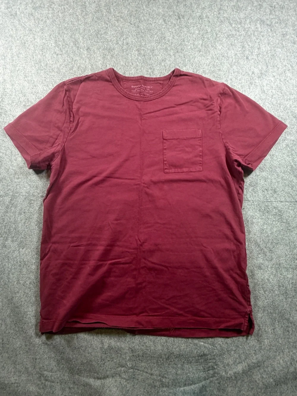 Banana Republic Men's Short Sleeve L Supima Cotton Pocket Tee in Burgundy